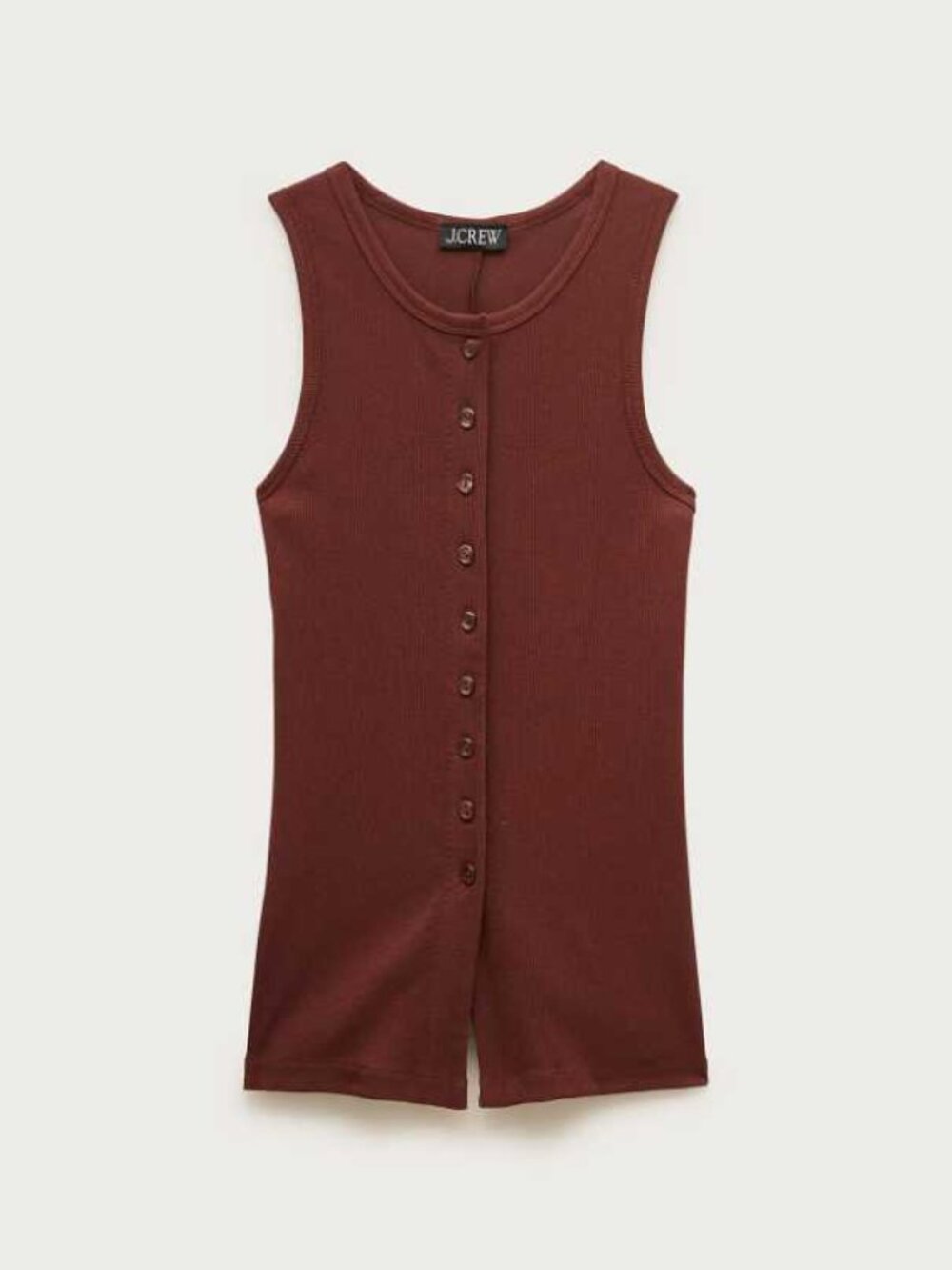 New XS J.Crew perfect rib button-up shell tank top in Fresh Cacao brown